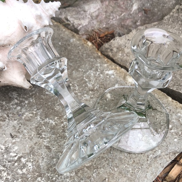 (2)Glass Candle Holders-Clear-4in tall - Picture 11 of 16
